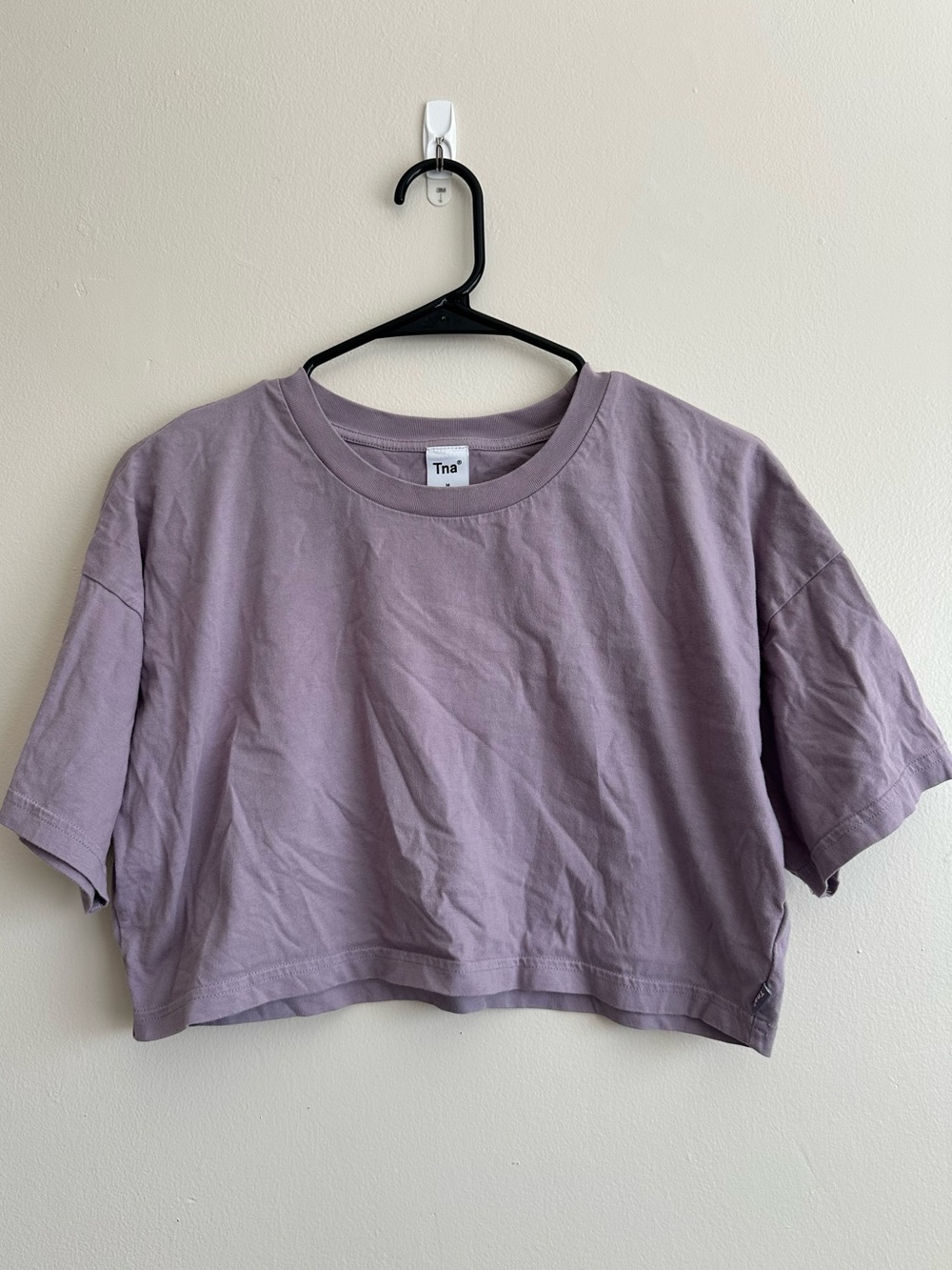 Aritzia TNA Lavender Cropped Laid Back Crew Neck